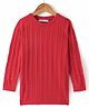 Toffyhouse 100% Supercombed Cotton Flatknit Full Sleeves Pullover Sweater With Cable Knit Design- Red