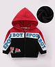 Kookie Kids Full Sleeves Front Open Hooded Sweatjacket with Colour Block Design & Text Print - Multicolour