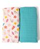 TIDY SLEEP Cotton Muslin Swaddle - Shells & Solid Sea Green-Pack Of 2