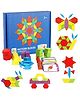 Happy Hues 155 Pcs Wooden Pattern Blocks Set - Geometric Shape Puzzle with 24 Design Cards- Educational Tangram Toys for Kids