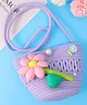 Pine Kids Floral  Applique Crochet Sling Bag - Purple