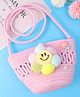 Pine Kids Floral Smiley Applique Crochet Sling Bag - Pink