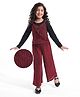 Hola Bonita Half Sleeves Shimmered Frill Detailed Top  & Pant Set with Inner Full Sleeves T-Shirt - Red
