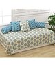 Trance Home Linen 200TC Cotton Printed  Diwan Set  6 Piece Damask Blue