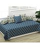 Trance Home Linen 200TC Cotton Printed  Diwan Set  6 Piece Dori Blue