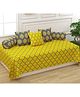 Trance Home Linen 200TC Cotton Printed  Diwan Set  6 Piece Dori Mustard Yellow