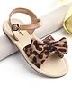 Pine Kids Buckle Closure Sandals with Bow Applique - Beige