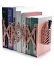 KolorFish Adjustable Book Ends, Metal Bookends for Heavy Books, Desk Book Holder for Shelves, Book Organizer for Desk, Suitable for Office, Home and School Use (Pink)