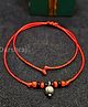 Darshraj Jewels 925 Sterling Silver Ghugroo with Beads Thread Bracelet and Anklet - Red