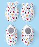 Babyhug 100% Cotton Knit Mitten & Booties With Numeric Print - White