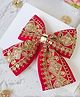 Little Tresses Zari Work Embroidered Bow Detailed Alligator Hair Clip - Dark Pink