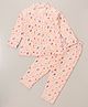 Little Darlings Cotton Knit Full Sleeves Night Suit With Bunny & Floral Print - Peach