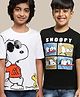 Kidsville Pack Of 2 Peanuts Featuring Half Sleeves Snoopy Printed Tees -  Black & White