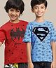 Kidsville Pack Of 2 DC Comics Super Heroes Featuring Half Sleeves Character Printed Tees - Red & Blue