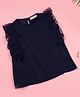 PURPLE UNITED KIDS Frill Sleeves Swiss Dots Designed Top - Navy Blue