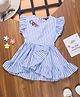 PURPLE UNITED KIDS Frill Sleeves Stripes Dress - Blue & White
