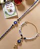 NVR Set of 2 Blue Evil Eye Bhaiya Bhabhi Rakhi With Roli Chawal - Blue