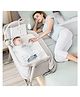 BAYBEE Metal Cradella Cradle For Baby Cot, Bedside Crib With Adjustable Height & Wheels, Baby Bassinet With Mosquito Net, Baby Crib With Toys & Extra Soft Cushion - Beige