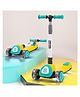 BAYBEE Dusty 3 Wheel Kids Kick Scooter with Foldable & Height Adjustable Handle Runner Scooter with LED PU Wheels & Music Skate Scooter - Yellow & Teal