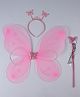 Puchku Nylon Butterfly Fairy Angel Wing Wand And Hairband -Pink