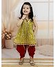 BownBee Pure Cotton Halter Neck Fish Printed Kurta With Harem Pant - Yellow