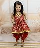 BownBee Pure Cotton Halter Neck Fish Printed Kurta With Harem Pant -  Maroon