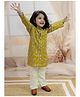 BownBee Pure Cotton Full Sleeves  Fish Printed  Kurta Pyjama - Yellow
