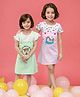 TOONYPORT Pack Of 2 Cotton Half Sleeves Girl & Unicorn Embroidered Dress  - Multi Colour