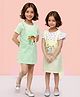 TOONYPORT Pack Of 2 Cotton Half Sleeves Girl Embroidered Dresses - Multi Colour