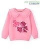 Babyoye Eco Conscious 100% Cotton Knit Full Sleeves Sweatshirt with Peter Pan Collar & Sequin  Bow Embroidery - Pink