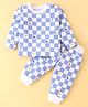 Mini Taurus  Cotton  Full Sleeves Night Suit With Checks & Dino Print - Blue