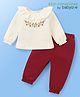Babyoye Cotton Jersey Knit Full Sleeves Quilted Floral Embroidery Winter Wear Suit - White & Red