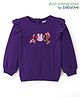 Babyoye 100% Cotton Brushed Fleece Full Sleeves  Bunny & Text Embroidery Top - Purple