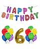 Bubble Trouble Happy Birthday Decoration Kit Combo - 23Pcs Multicolor 6th Birthday Decoration Combo For Kids With Polka Dotted Balloons, Birthday Foil Balloons, No.6 Golden Foil Balloons