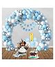 Bubble Trouble First 1st Birthday Decoration Boys, Baby Boy Kit with Banner, Numeric, Blue White Silver Balloon, Confetti Balloon, 16feet Balloon Arch Tape & 100 Glue Drop - 91 Pieces