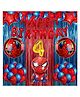 Bubble Trouble No 4 Gold Balloons with Spiderman Theme Birthday Decoration Items or Kit Red Foil Banner (Aluminium)Set of 13 Letters with 30 HD Royal Blue & Red Metallic Balloons birthday celebration