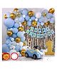 Bubble Trouble Birthday Decoration Items for Boy - Huge 65 Pcs Kids Birthday Decorations Kit | Blue Happy Birthday Banner (Cardstock) | Blue Birthday Decorations | Gold, Blue Metallic Balloons