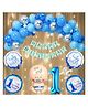 Bubble Trouble 50 pcs Happy 1st Birthday Decoration Kit for Baby Boy Foil Balloons Led Light Decor First Birthday Decorations Boy 1 Year Bday Decorations Items Balloon Arch Garland (Pack of 50, Blue)
