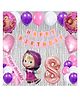 Bubble Trouble 41 Pcs 8th Birthday Decoration for Girls Character Foil Balloons Silver Curtain Pink Sash Masha Theme Eighth Birthday Decoration Metallic Balloon Bear Decorations (Pack of 41, Pink)