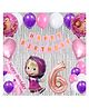 Bubble Trouble 41 Pcs 6th Birthday Decoration for Girls Character Foil Balloons Silver Curtain Pink Sash Masha Theme Sixth Birthday Decoration Metallic Balloon Bear Decorations (Pack of 41, Pink)
