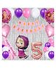 Bubble Trouble 41 Pcs 5th Birthday Decoration for Girls Character Foil Balloons Silver Curtain Pink Sash Masha Theme Fifth Birthday Decoration Metallic Balloon Bear Decorations (Pack of 41, Pink)