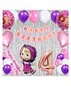 Bubble Trouble 41 Pcs 4th Birthday Decoration for Girls Character Foil Balloons Silver Curtain Pink Sash Masha Theme Fourth Birthday Decoration Metallic Balloon Bear Decorations (Pack of 41, Pink)