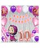 Bubble Trouble 42 Pcs 10th Birthday Decoration for Girls Character Foil Balloons Silver Curtain Pink Sash Masha Theme Tenth Birthday Decoration Metallic Balloon Bear Decorations (Pack of 42, Pink)