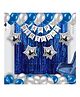 Bubble Trouble Happy Birthday Decoration Combo Kit for Boys 31 Pcs with Foil Curtains, HBD Banner, Star Shaped & Metallic Balloons ( Blue- Silver)