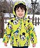 Babyhug Disney Woven Full Sleeves Front Open Padded Hooded Jacket with Mickey Mouse & Friends Graphics - Light Green