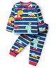 Babyhug Cotton Knit Full Sleeves Night Suit with Dino Print - Multicolor