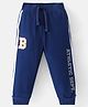 Babyhug French Terry Full Length Jogger Fit Track Pants with Letter Patch - Navy