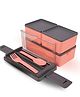 Paper Moon Bento Lunch Box 3 Container Tiffin Set with Spoon and Fork 1400ml Portable Lunch Containers for Kids 1pc - Color May Vary