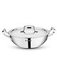 Bergner Tripro Triply Stainless Steel Deep Kadai / Indian Wok with Lid, 28 cm, 4.25 Litre