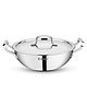 Bergner Tripro Triply Stainless Steel Deep Kadai / Indian Wok with Lid, 30 cm, 5 Litre